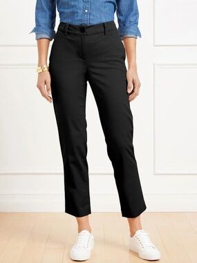 GUC Talbots Women's Perfect Crop Black Pants Stretch Mid Rise Button hem Size 8